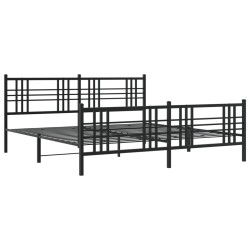 Cadre de lit métal sans matelas avec pied de lit noir 193x203cm 