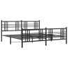 Cadre de lit métal sans matelas avec pied de lit noir 193x203cm 