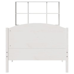 Lit bibliothèque sans matelas blanc 90x190cm bois de pin massif 