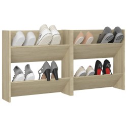 Armoires à chaussures murales 2 pcs Chêne Sonoma 60x18x60 cm 