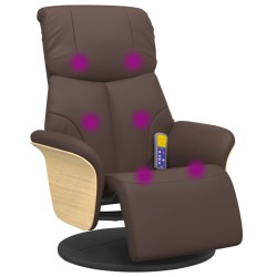 Fauteuil inclinable de massage repose-pieds marron similicuir 