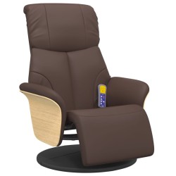 Fauteuil inclinable de massage repose-pieds marron similicuir 