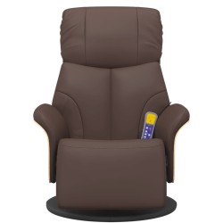 Fauteuil inclinable de massage repose-pieds marron similicuir 