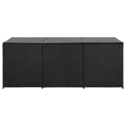 Boîte de rangement de jardin Résine tressée 180x90x70 cm Noir 