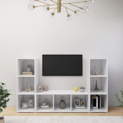 Meubles TV 3 pcs Blanc 107x35x37 cm Bois d'ingénierie 