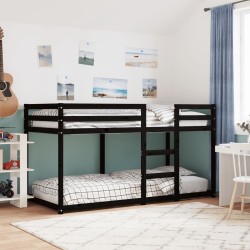 Lit superposé sans matelas noir 90x200 cm bois de pin massif 