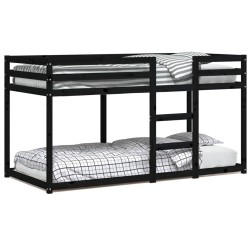 Lit superposé sans matelas noir 90x200 cm bois de pin massif 