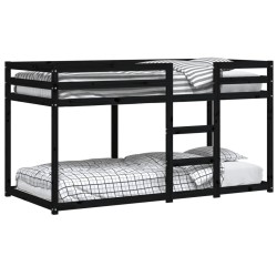 Lit superposé sans matelas noir 90x200 cm bois de pin massif 