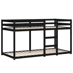 Lit superposé sans matelas noir 90x200 cm bois de pin massif 