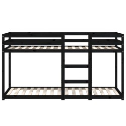 Lit superposé sans matelas noir 90x200 cm bois de pin massif 