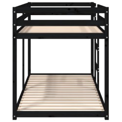 Lit superposé sans matelas noir 90x200 cm bois de pin massif 