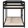 Lit superposé sans matelas noir 90x200 cm bois de pin massif 