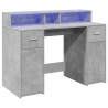 Bureau et lumières LED gris béton 120x55x91cm bois d'ingénierie 