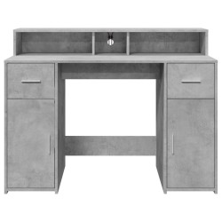 Bureau et lumières LED gris béton 120x55x91cm bois d'ingénierie 
