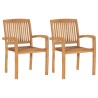 Chaises de jardin lot de 2 avec coussins vert vif Teck massif 