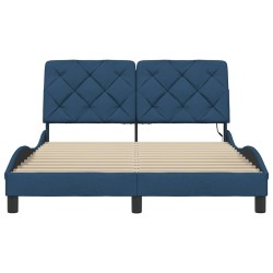 Cadre de lit avec LED sans matelas bleu 140x200 cm tissu 