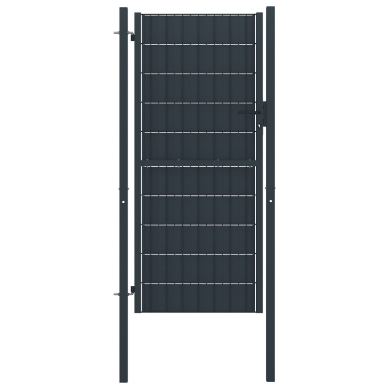 Portail de clôture PVC et acier 100x124 cm Anthracite  