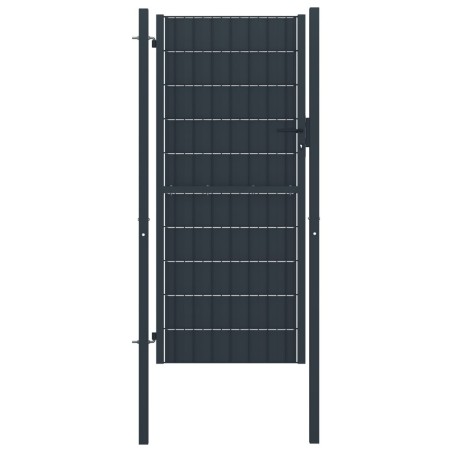 Portail de clôture PVC et acier 100x124 cm Anthracite  