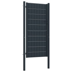 Portail de clôture PVC et acier 100x124 cm Anthracite  