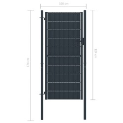 Portail de clôture PVC et acier 100x124 cm Anthracite  