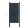Portail de clôture PVC et acier 100x124 cm Anthracite  