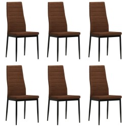 Chaises à manger lot de 6 marron tissu 