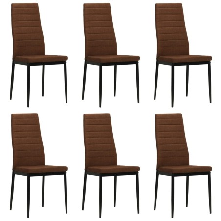 Chaises à manger lot de 6 marron tissu 