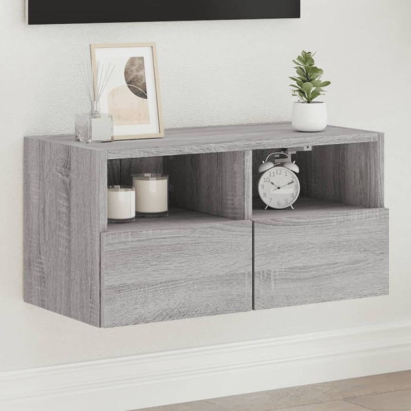 Meuble TV mural sonoma gris 60x30x30 cm bois d'ingénierie 