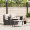 Ensemble à manger de jardin avec coussins 3 pcs Noir 