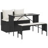 Ensemble à manger de jardin avec coussins 3 pcs Noir 