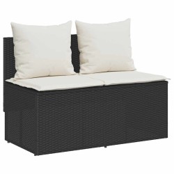 Ensemble à manger de jardin avec coussins 3 pcs Noir 