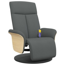 Fauteuil inclinable de massage et repose-pieds gris foncé tissu 
