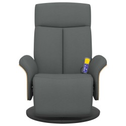 Fauteuil inclinable de massage et repose-pieds gris foncé tissu 