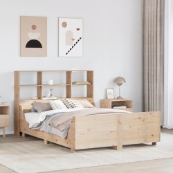 Lit bibliothèque sans matelas 120x190 cm bois massif 