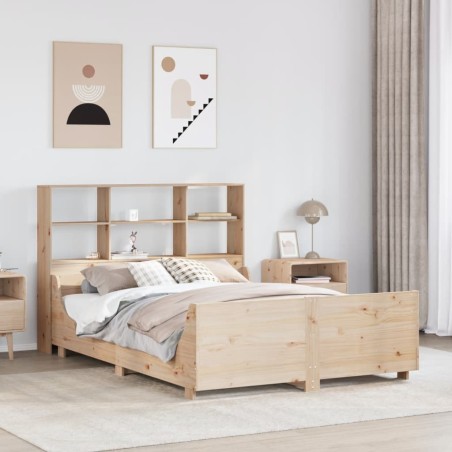 Lit bibliothèque sans matelas 120x190 cm bois massif 