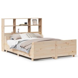 Lit bibliothèque sans matelas 120x190 cm bois massif 