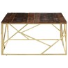 Table basse doré acier inoxydable et bois de mélèze massif 