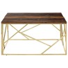 Table basse doré acier inoxydable et bois de mélèze massif 