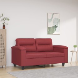 Canapé à 2 places Rouge bordeaux 120 cm Similicuir 