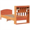 Lit bibliothèque sans matelas cire marron 90x200 cm pin massif 