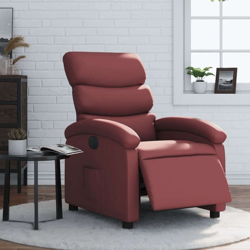 Fauteuil inclinable électrique Rouge bordeaux Similicuir 