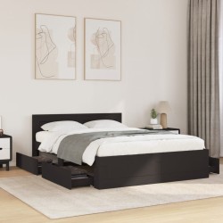 Cadre de lit avec tête de lit sans matelas noir 120x190 cm 