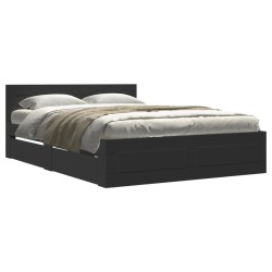 Cadre de lit avec tête de lit sans matelas noir 120x190 cm 