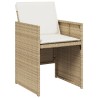 Ensemble à manger de jardin et coussins 9 pcs beige Poly rotin 