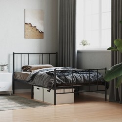 Cadre de lit métal sans matelas avec pied de lit noir 90x200 cm 