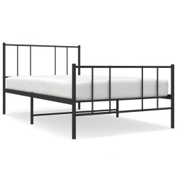 Cadre de lit métal sans matelas avec pied de lit noir 90x200 cm 