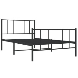 Cadre de lit métal sans matelas avec pied de lit noir 90x200 cm 