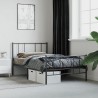 Cadre de lit métal sans matelas avec pied de lit noir 90x200 cm 
