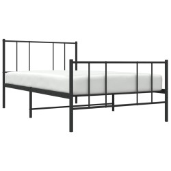 Cadre de lit métal sans matelas avec pied de lit noir 90x200 cm 