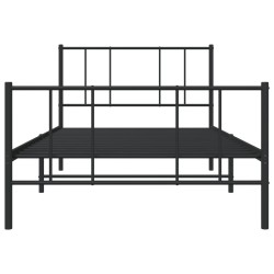 Cadre de lit métal sans matelas avec pied de lit noir 90x200 cm 